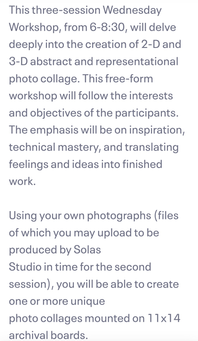 Photo Collage Workshop - Solas Studio, New York