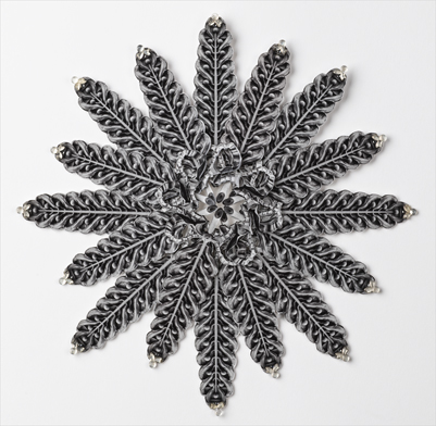 silver gelatin mixed media photo collage, Silver Snowflake, by Adrienne Moumin